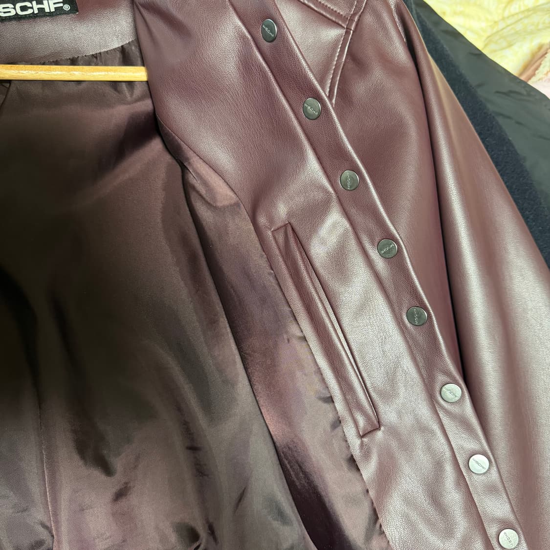 미스치프 레더 봄버 자켓 버건디 M 상품이미지6