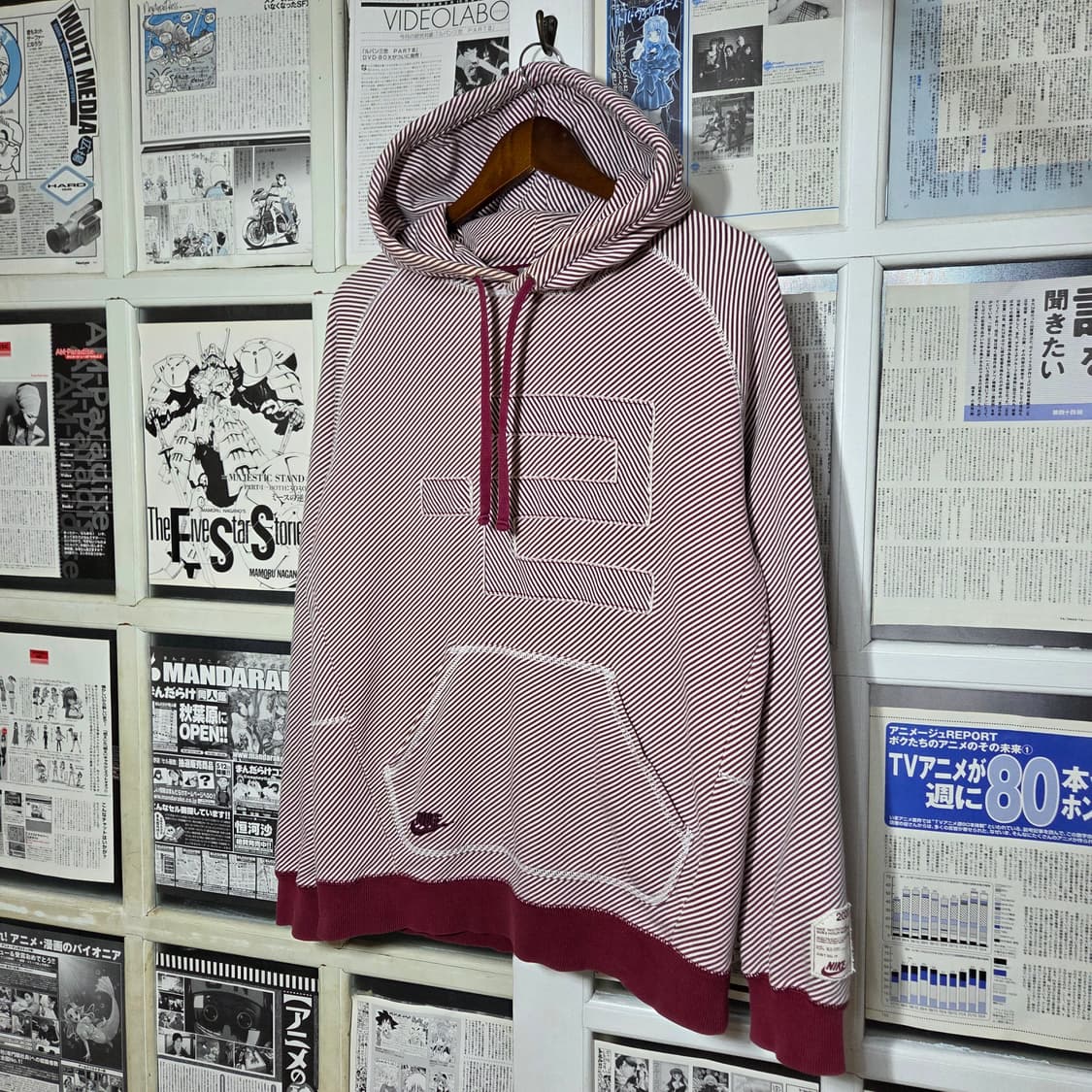 00S 나이키 레드 스트라이프 코튼 후드티 상품이미지1