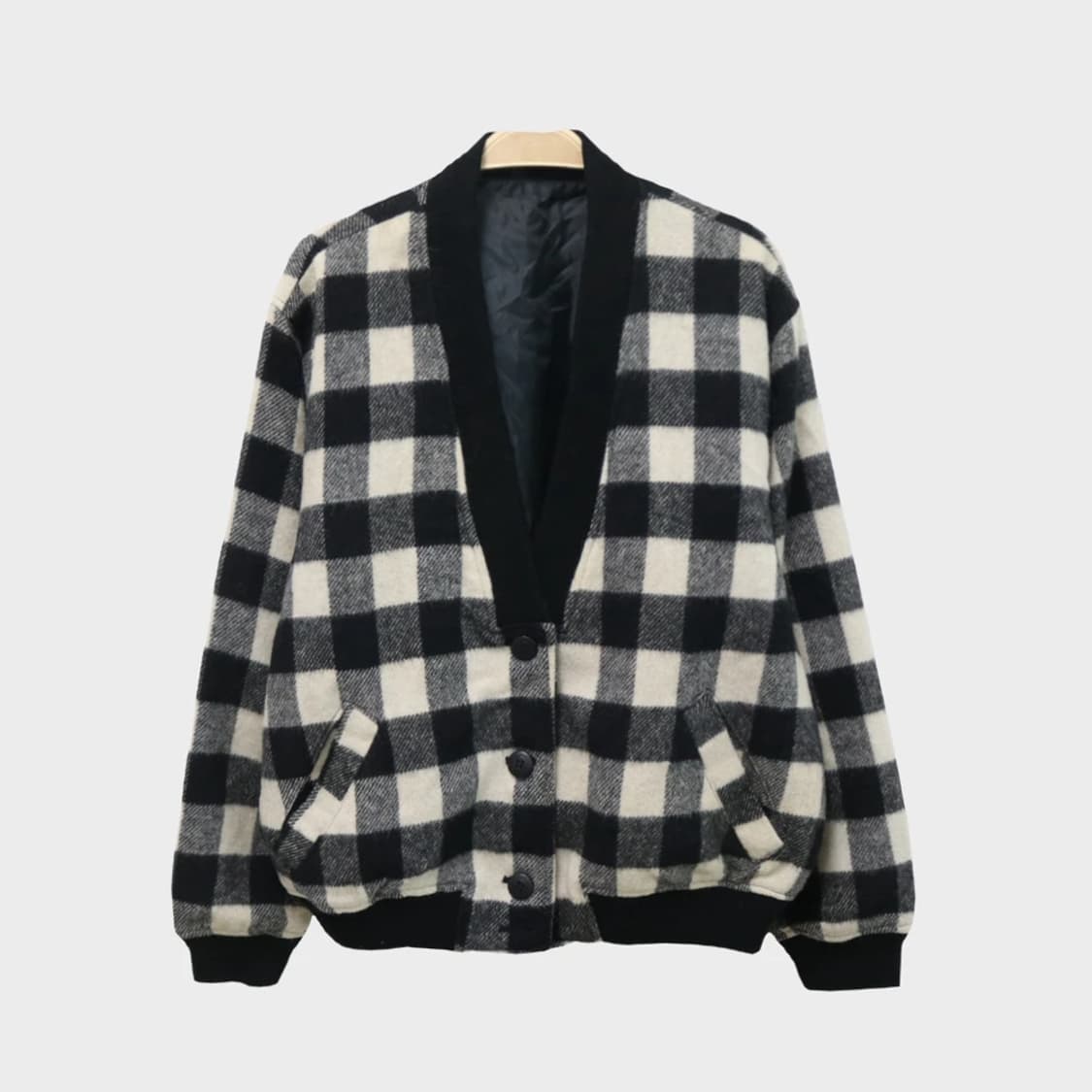 고방 체크 울 혼방 점퍼 61030 상품이미지1