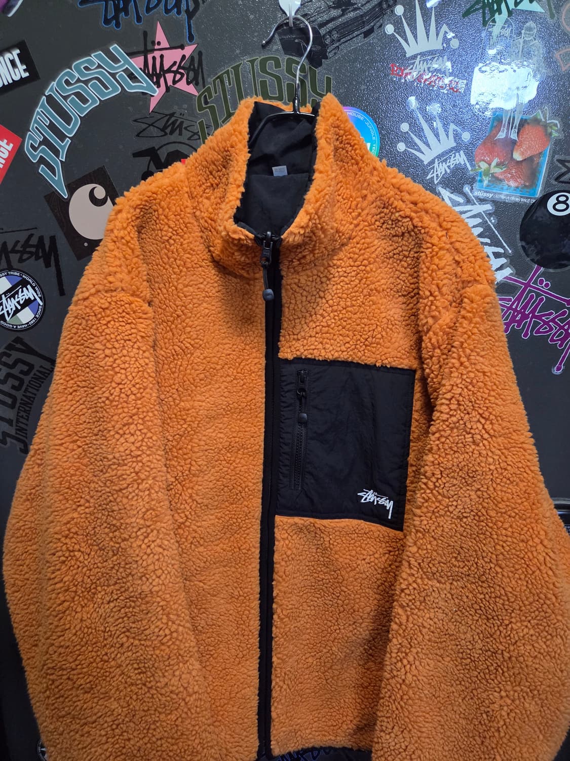 스투시 8볼 쉐르파 자켓 오렌지 L 상품이미지3