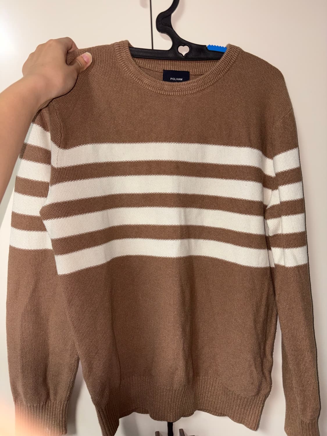 POLHAM 폴햄 브라운 스트라이프 단가라 니트 상품이미지1