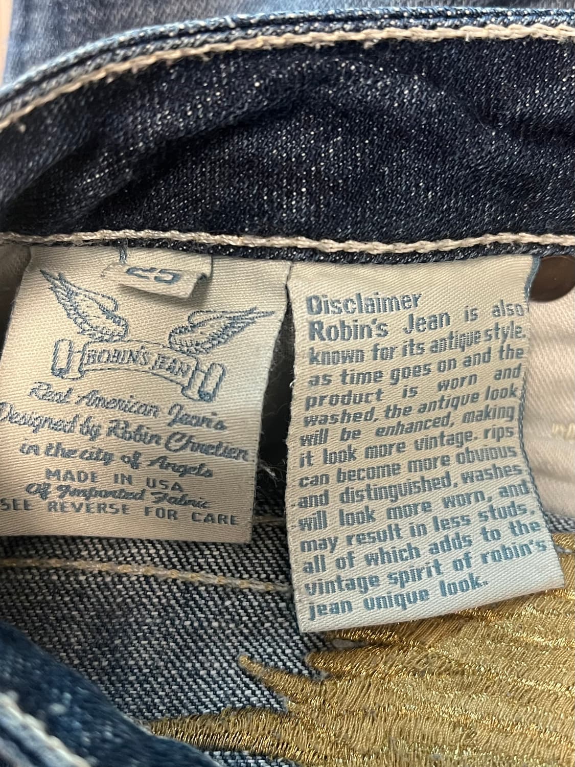 90s Robins jean 로빈스진 윙 디테일 날개 로우라이즈 부츠컷 상품이미지7