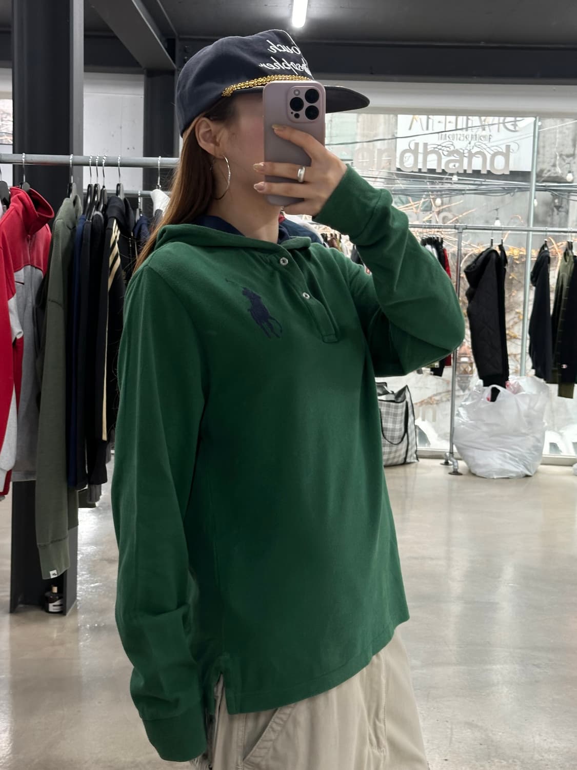 폴로랄프로렌 빅포니 넘버링 후드롱슬리브 그린 상품이미지4