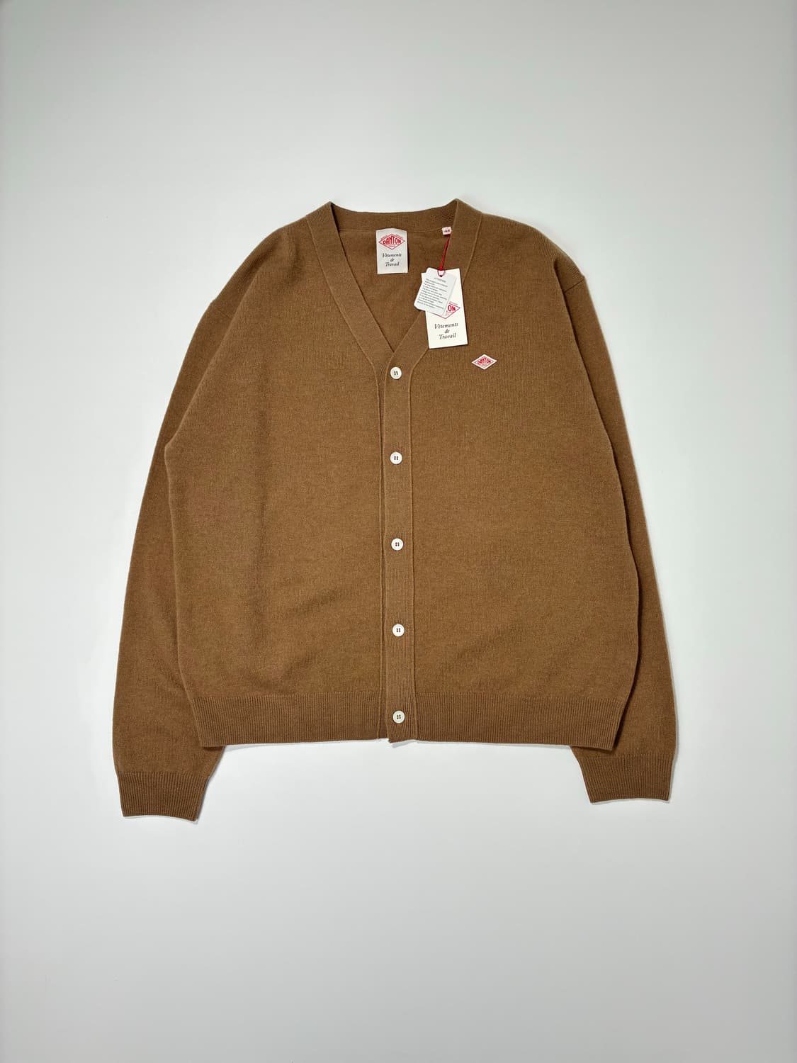 DANTON 단톤 램스울 브이넥 가디건 CAFE컬러 38사이즈 상품이미지1