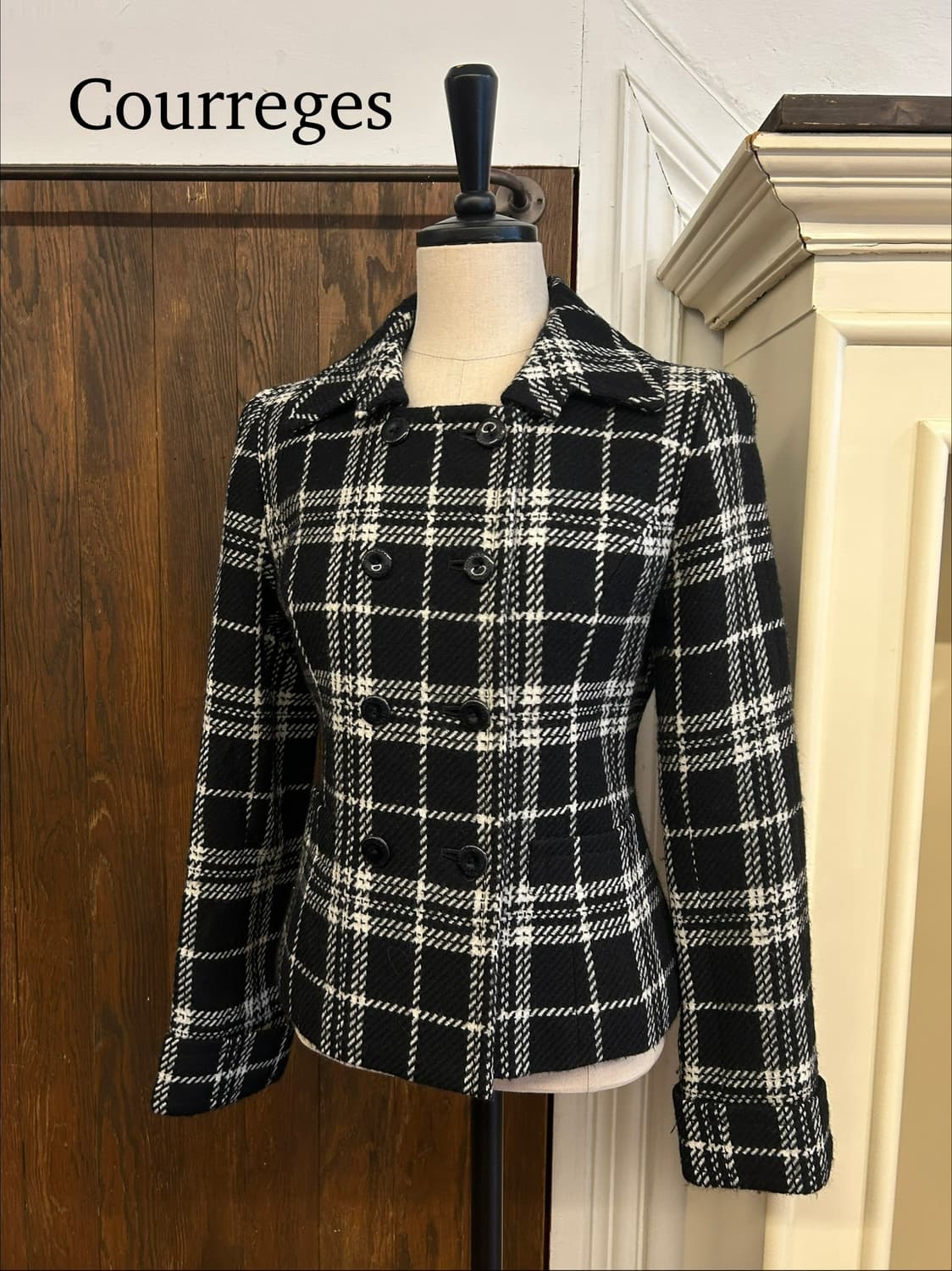 꾸레쥬 정품 체크 숏 트위드자켓 상품이미지1