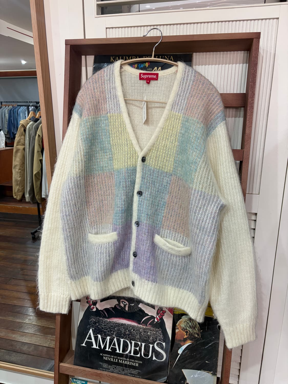 22SS 슈프림 브러쉬드 그리드 가디건 화이트 M 상품이미지1