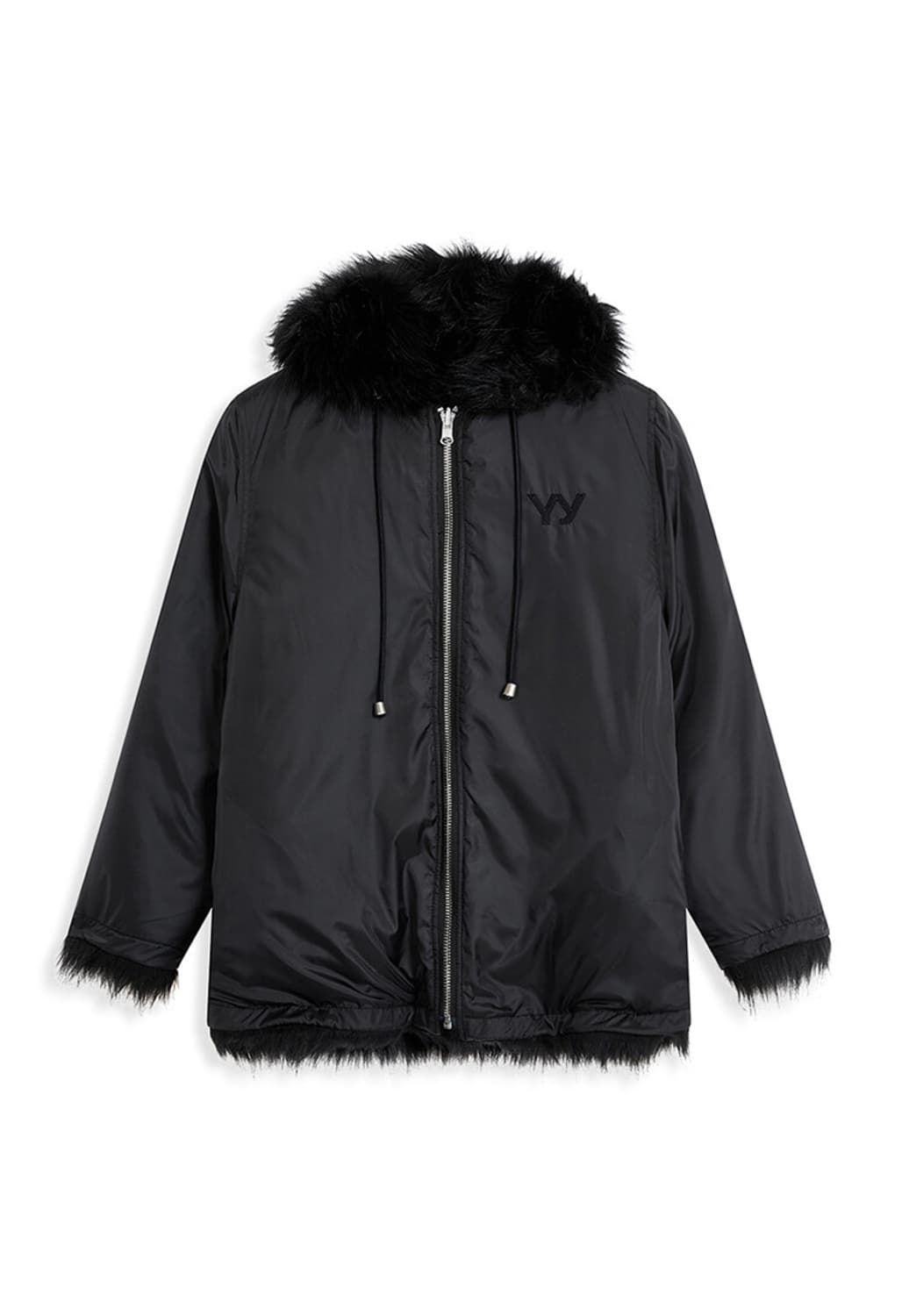 오픈와이와이 리버시블 퍼 후드 자켓 블랙 상품이미지2