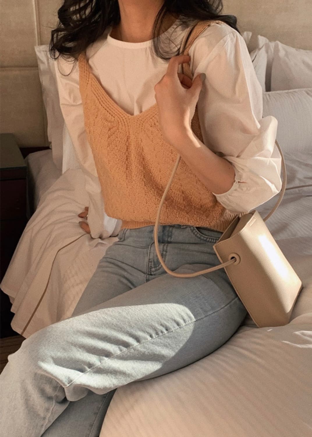 (미개봉, 새상품) 슬로우앤드 모리스 니트 뷔스티에 - 소프트 베이지 색 상품이미지1