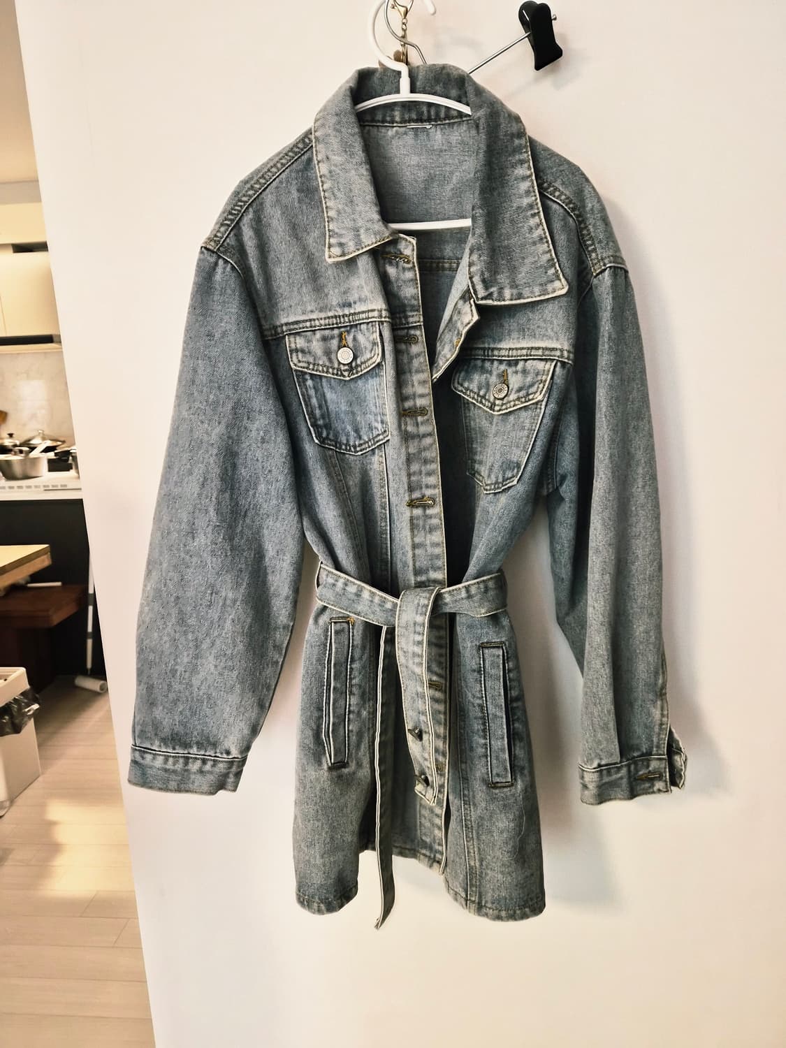 (벨트세트) 빈티지 워싱 데님 롱 자켓 / 하프 코트 상품이미지2