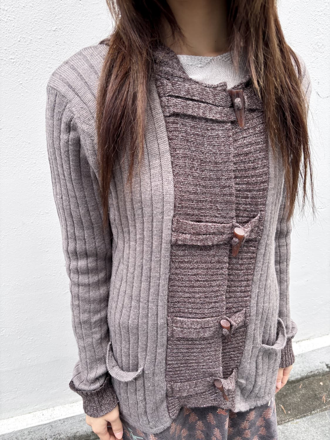 빈티지 인디핑크 토글 니트 가디건 상품이미지2