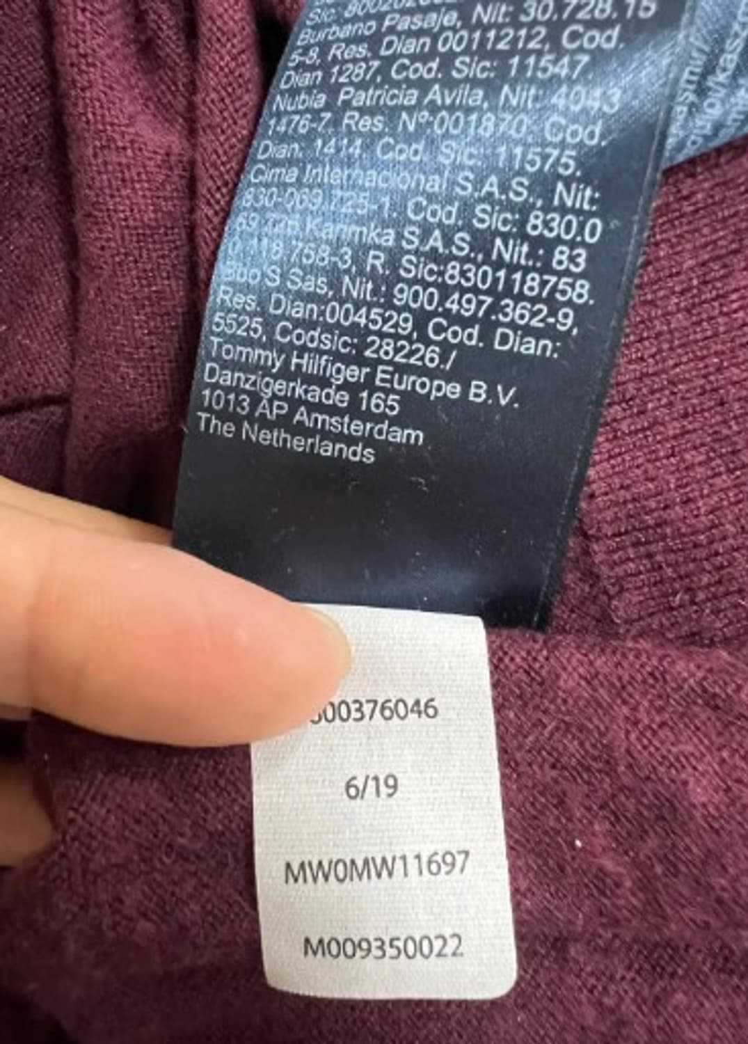 타미힐피거 남성 버건디 카라코튼니트티셔츠 L 상품이미지5
