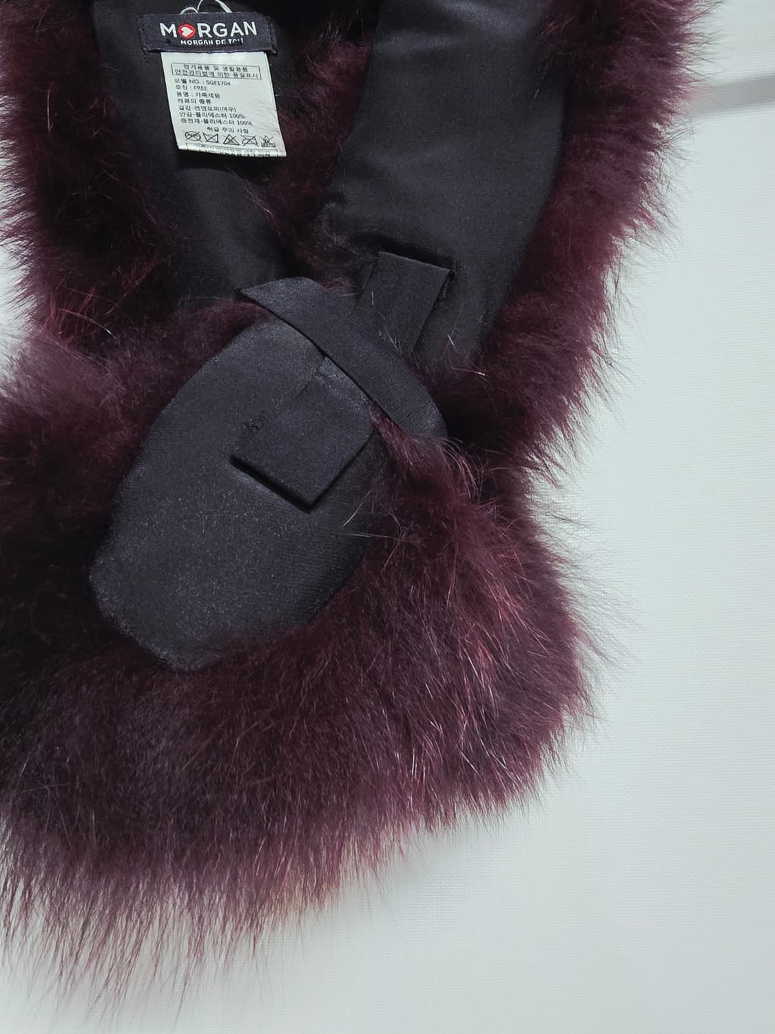 모르간 폭스 퍼 목도리 와인색 상품이미지5