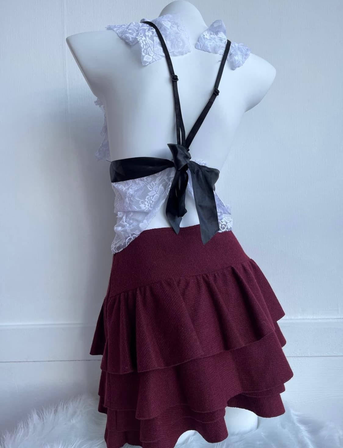 레드와인 하이웨스트 캉캉 큐롯 상품이미지4