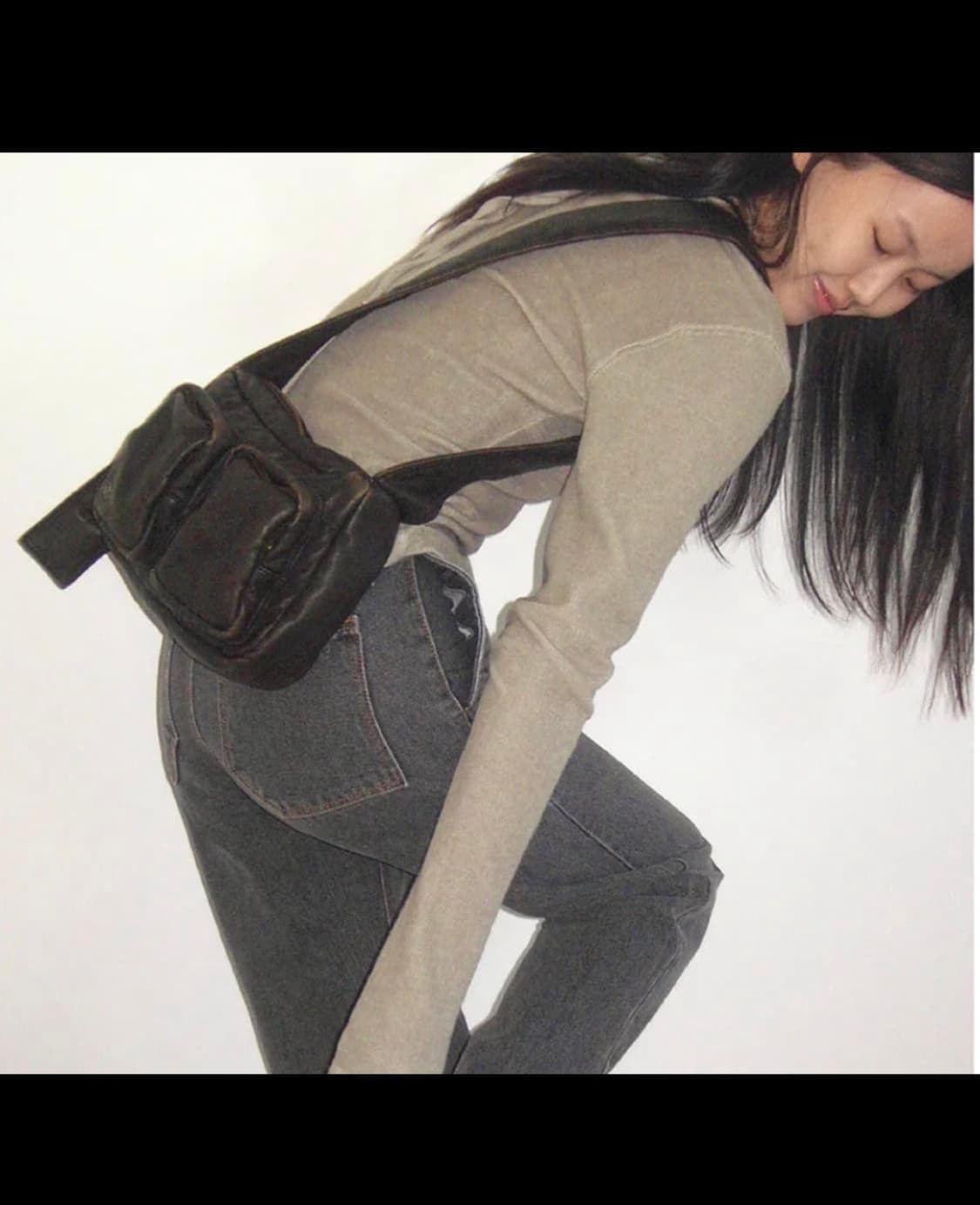 kijun기준 faux leatehr crossbag darkbrown 상품이미지1