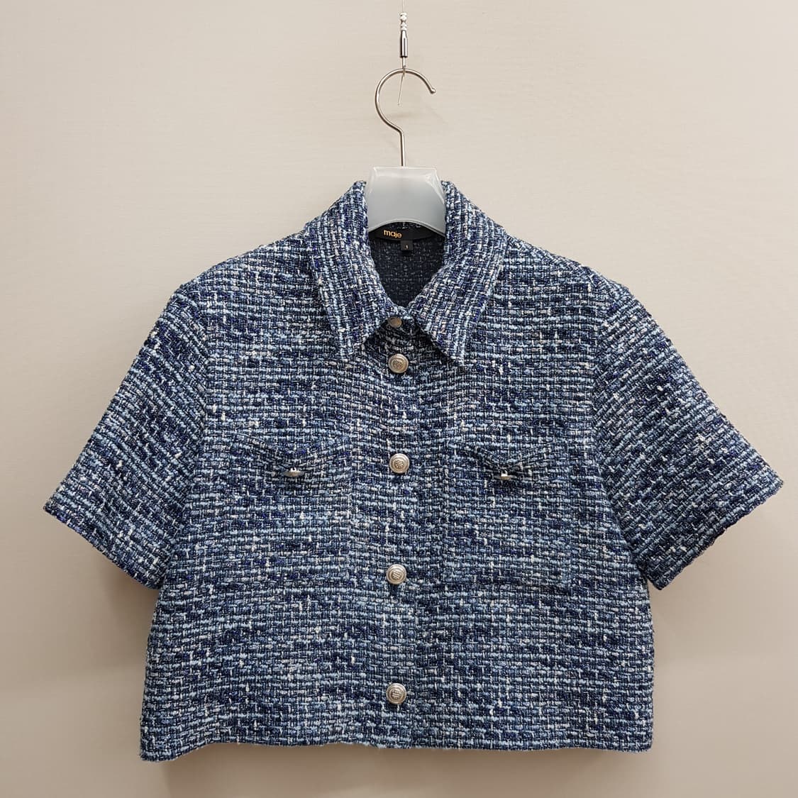 MAJE 마쥬 블루 트위드 크롭 반팔 자켓  1사이즈 상품이미지2