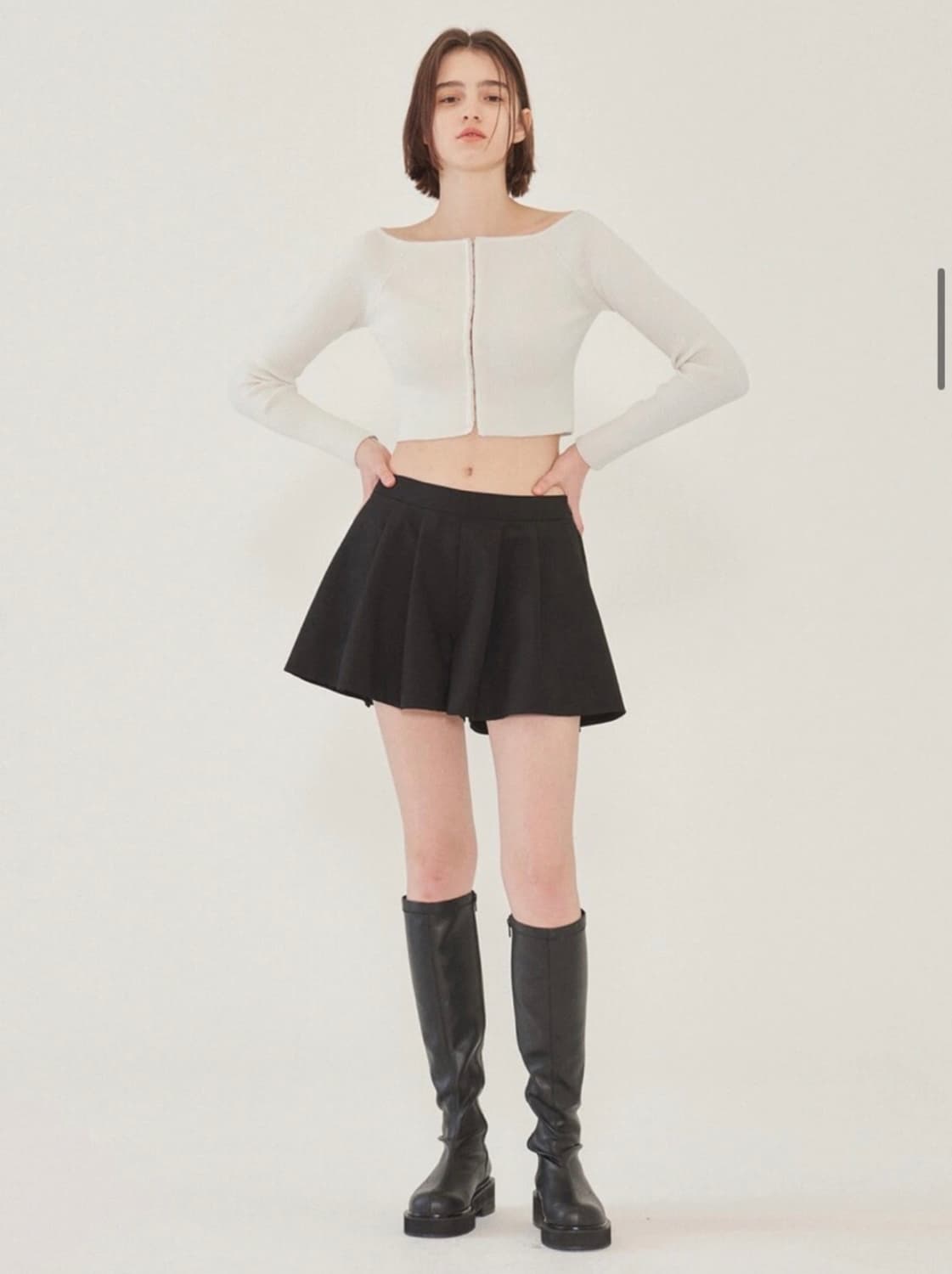 헤더먼트 front hook off-shoulder knit_white 상품이미지3