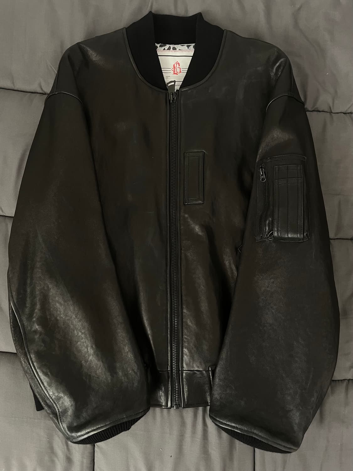 [L] 블랙아웃 레더ma-1 상품이미지2