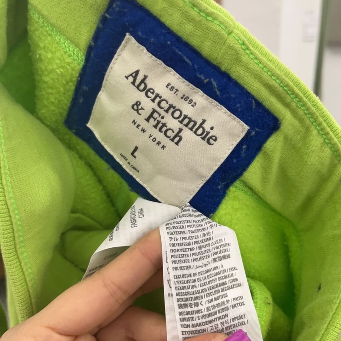 아베크롬비 대장급 Y2K 네온 올드스쿨 기모 스웻팬츠 L C07193 상품이미지5