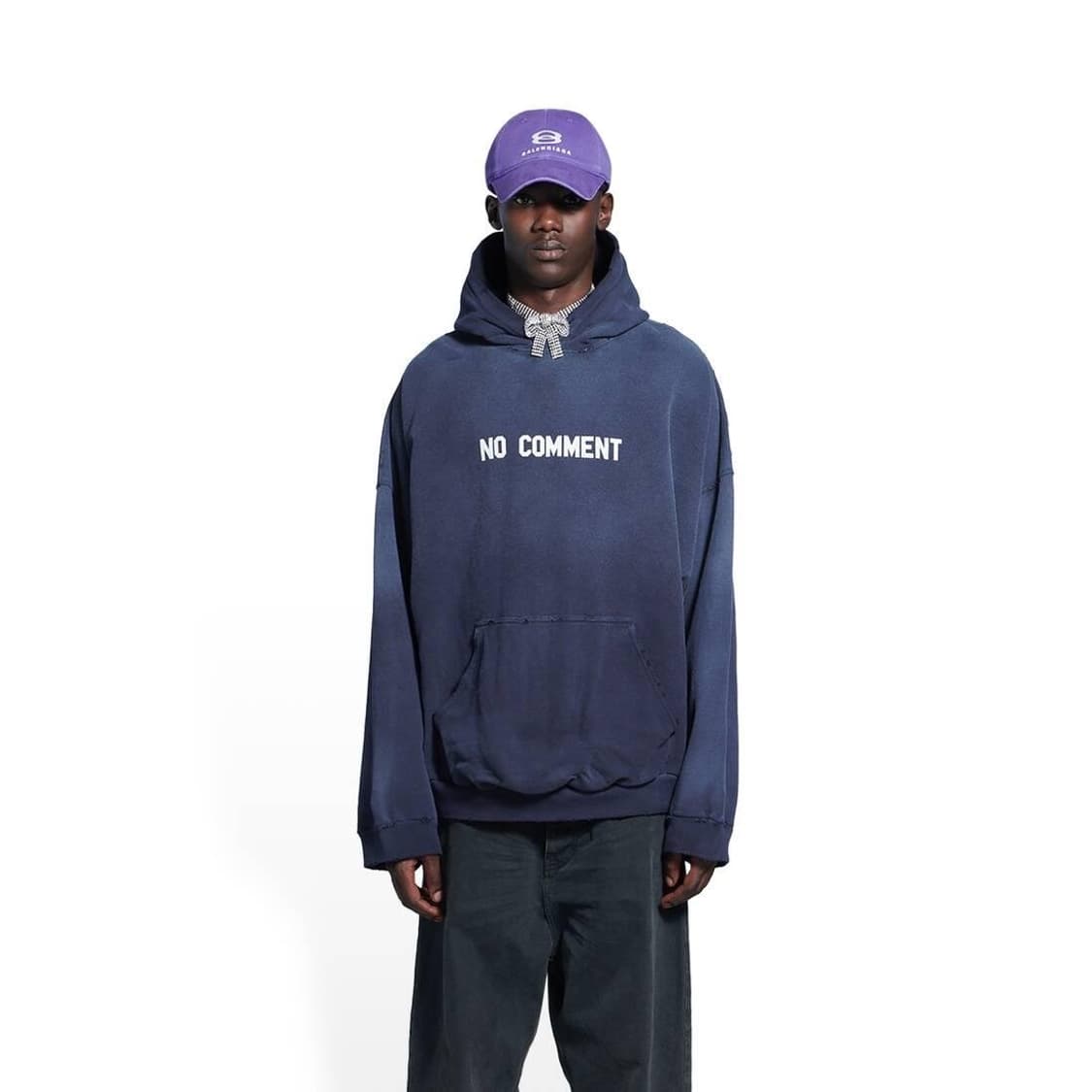 [2] 발렌시아가 22SS 노코멘트 후디 네이비 상품이미지1