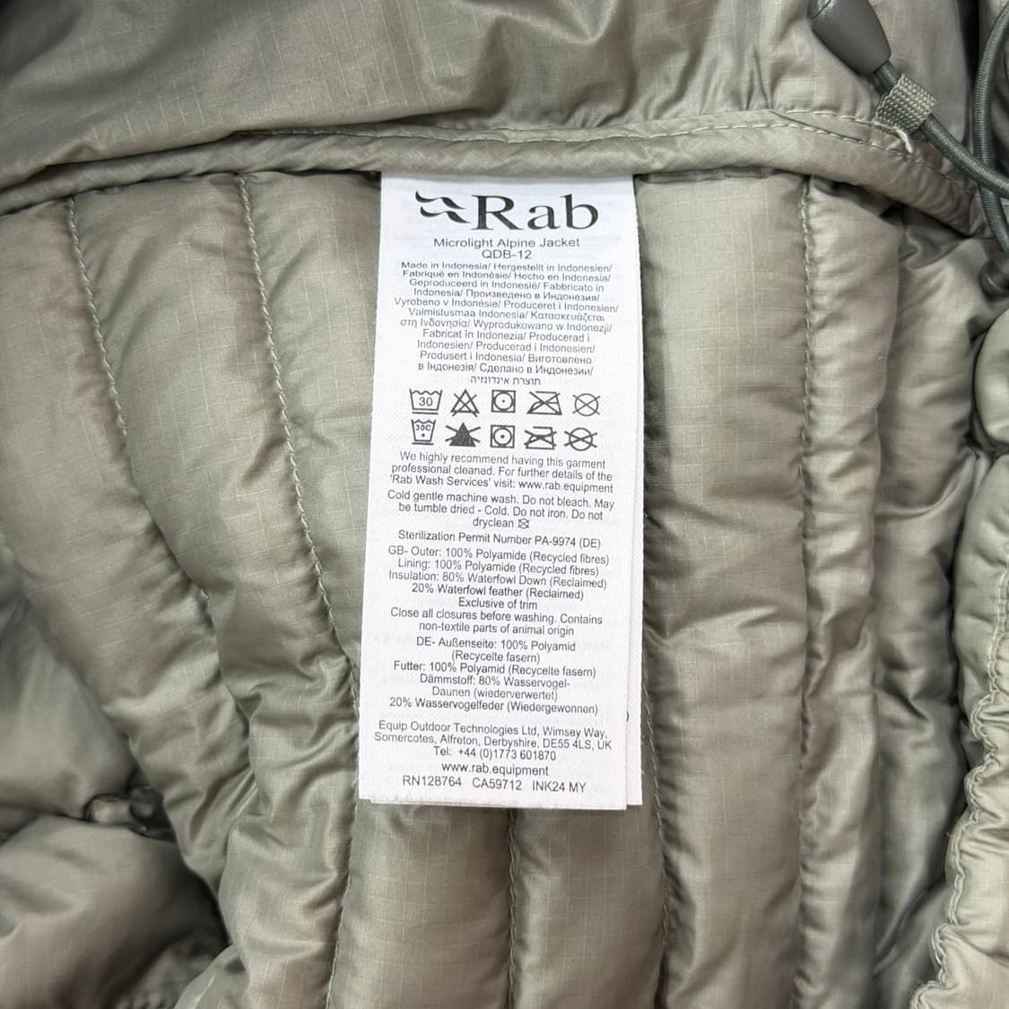 RAB 랩 마이크로라이트 알파인 경량패딩 자켓 라이트 카키 스톤 M 상품이미지6