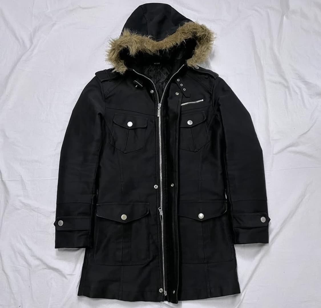 Brown fur black field paka jacket 상품이미지1