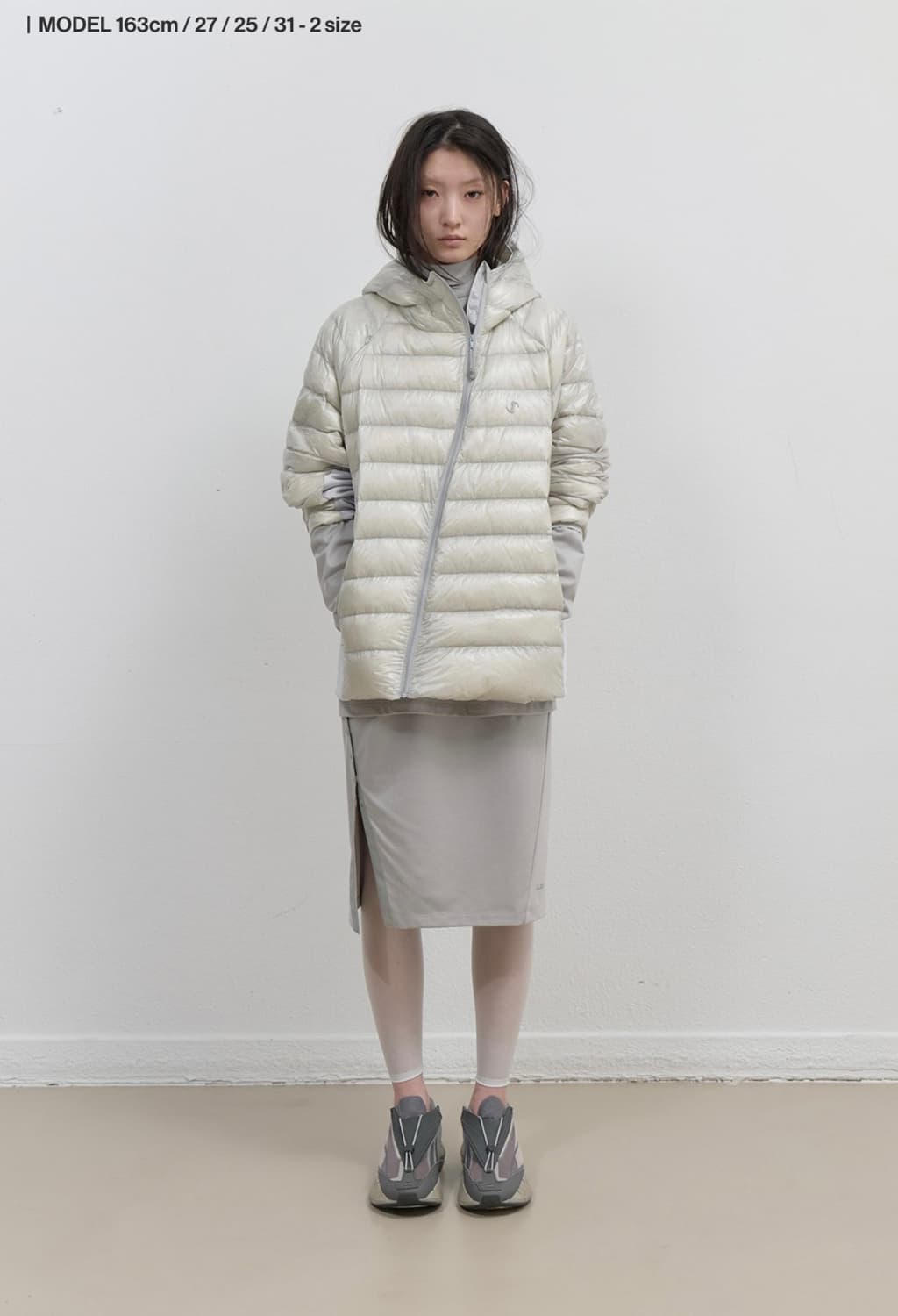 오호스 라이트다운 후드 패딩 경량패딩 그레이 상품이미지6