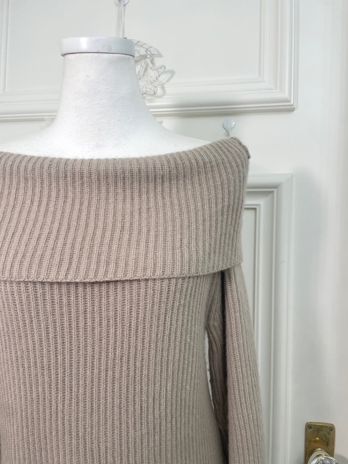 EF-DE pink beige off-shoulder basic rib 상품이미지6