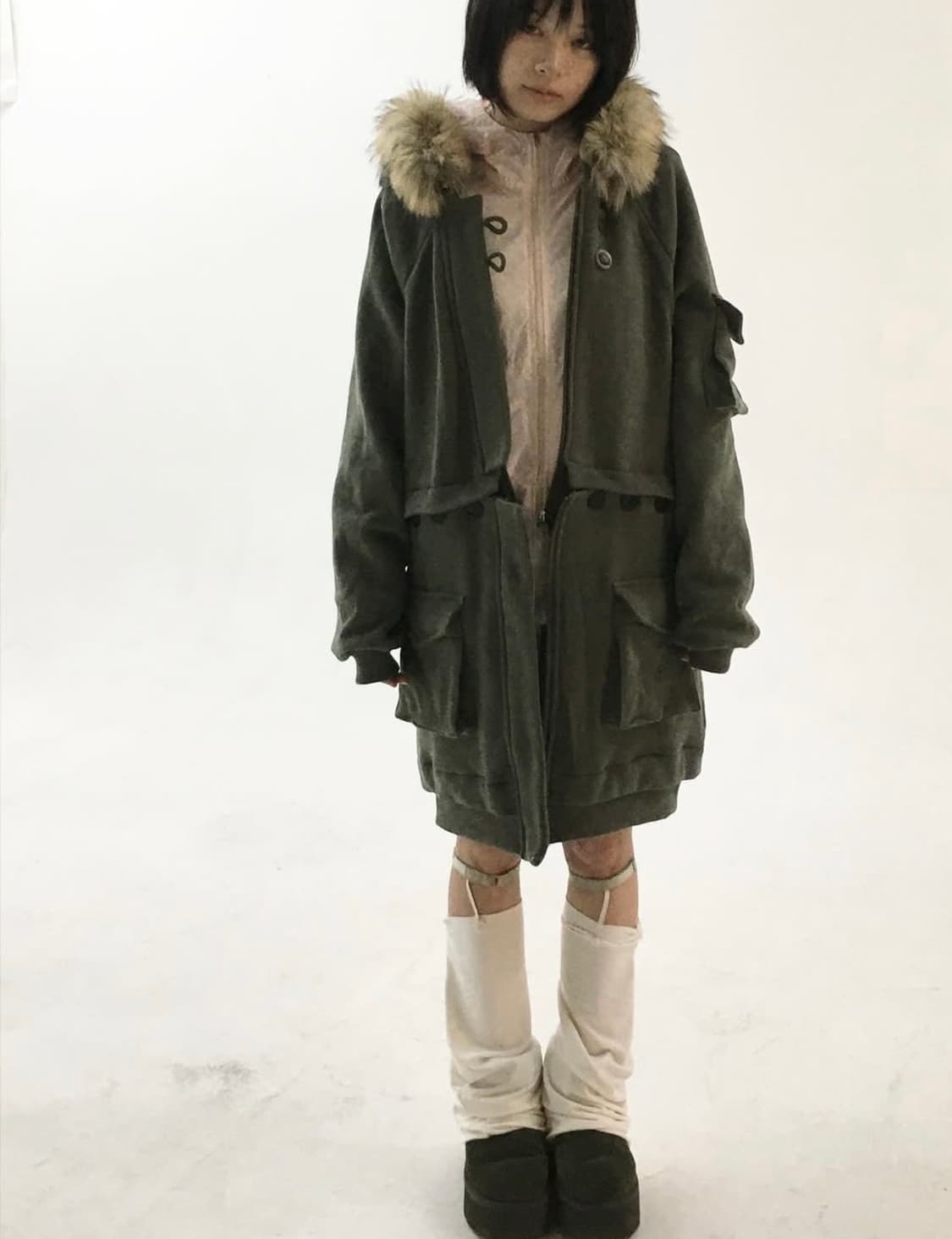 oshigh 2way fur hood zip up 오스하이 퍼 후드집업 상품이미지1