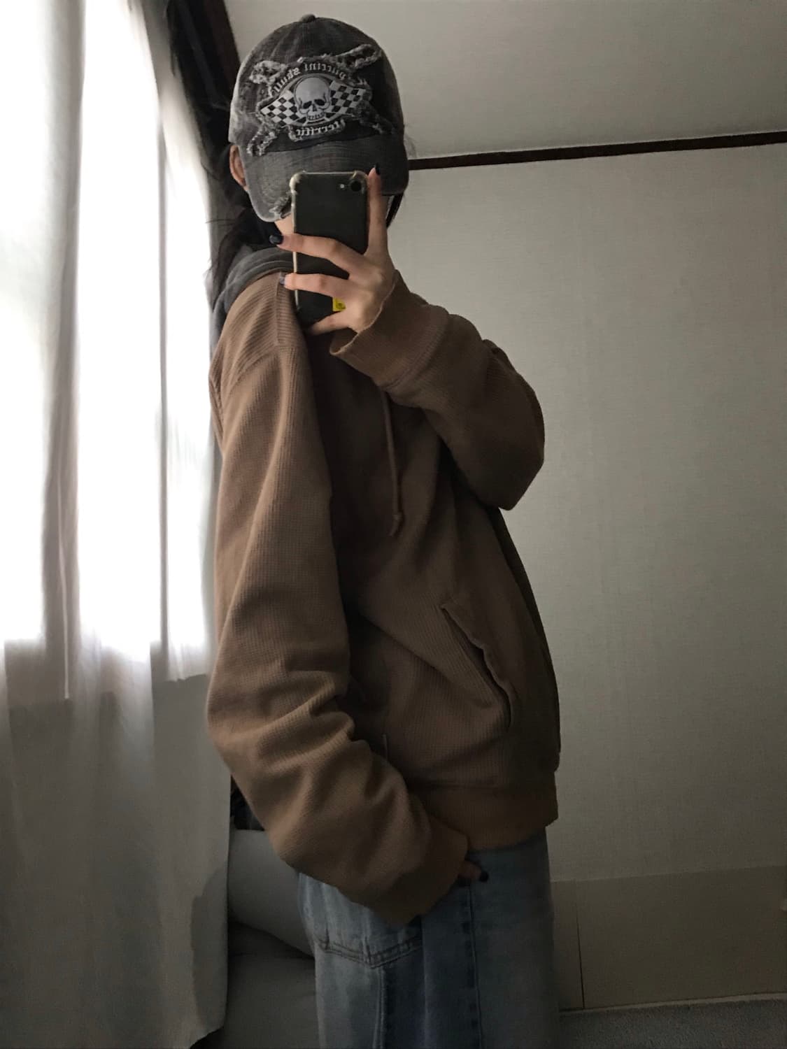 켈빈클라인 베이지브라운 와플 후드집업 상품이미지5