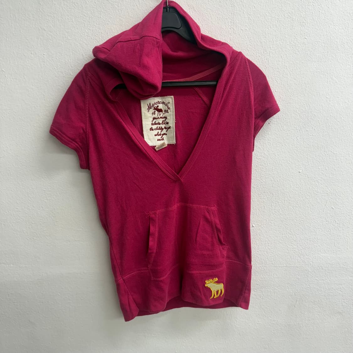 아베크롬비 Y2K 반팔 핑크 후드티 (L) 상품이미지1