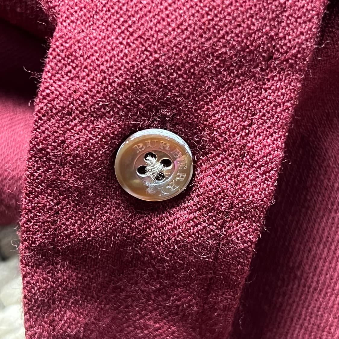 버버리 울 셔츠 버건디 M 상품이미지8
