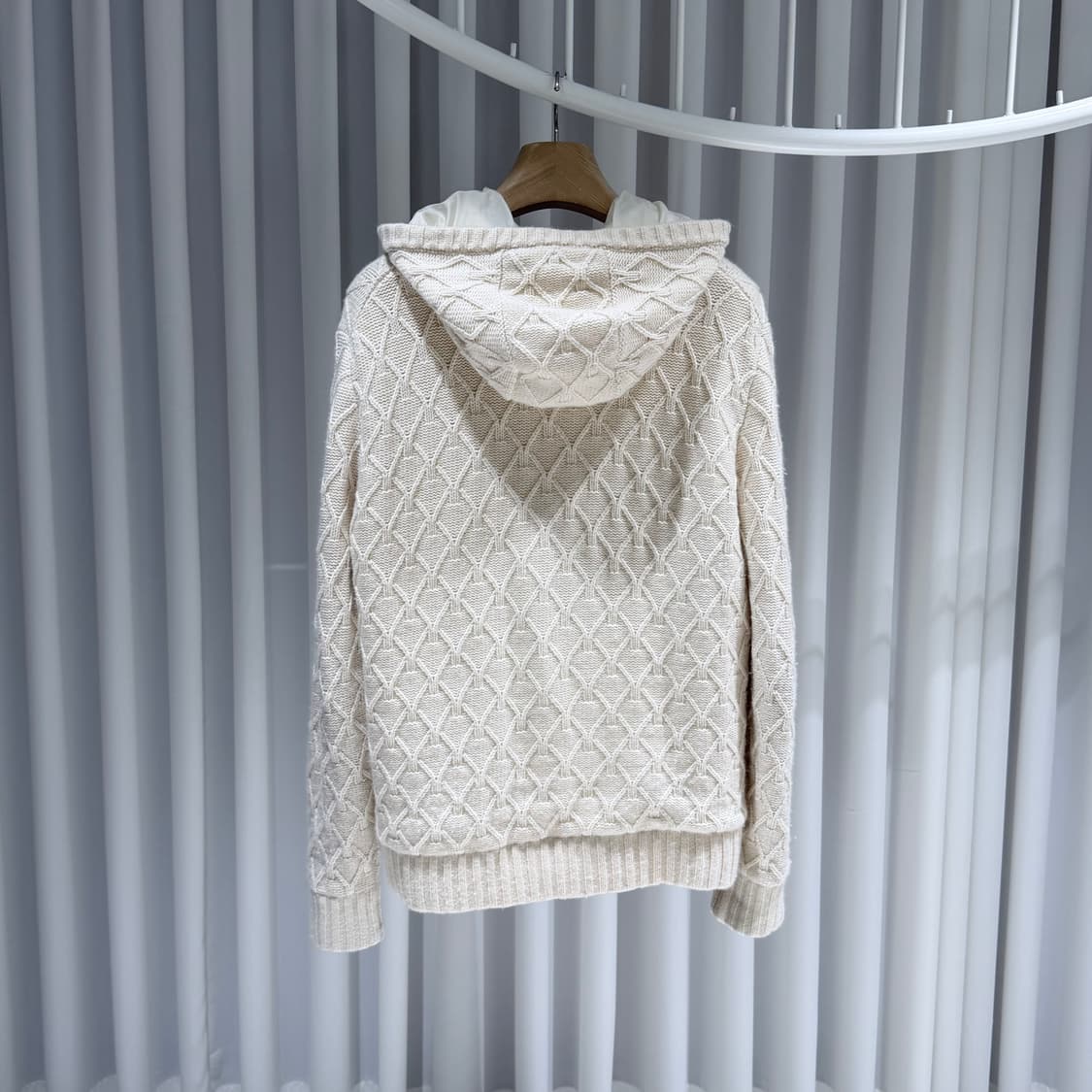 (A+/M) / 키톤 캐시미어 케이블 니트 후드집업 아이보리 상품이미지6
