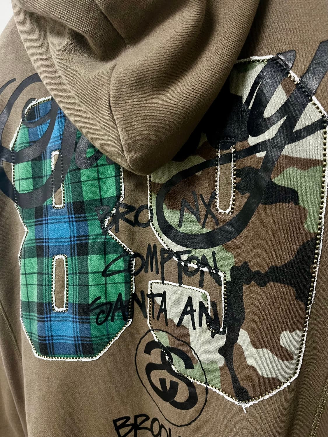 빈티지 스투시 월드투어 카모 체크 후드 상품이미지5