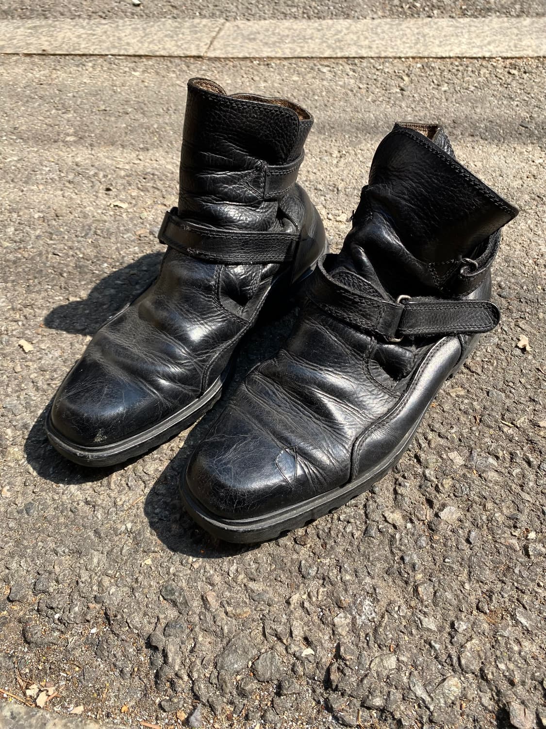 Double strap Black Leather High Boots 상품이미지1