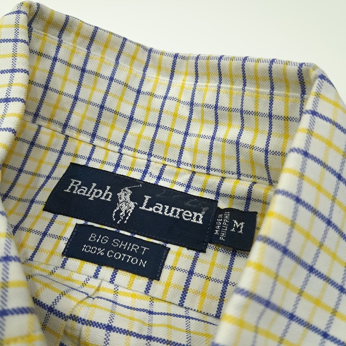 CL691 M 폴로 90s 빅셔츠 마이크로 체크 옐로우 네이비 셔 상품이미지3
