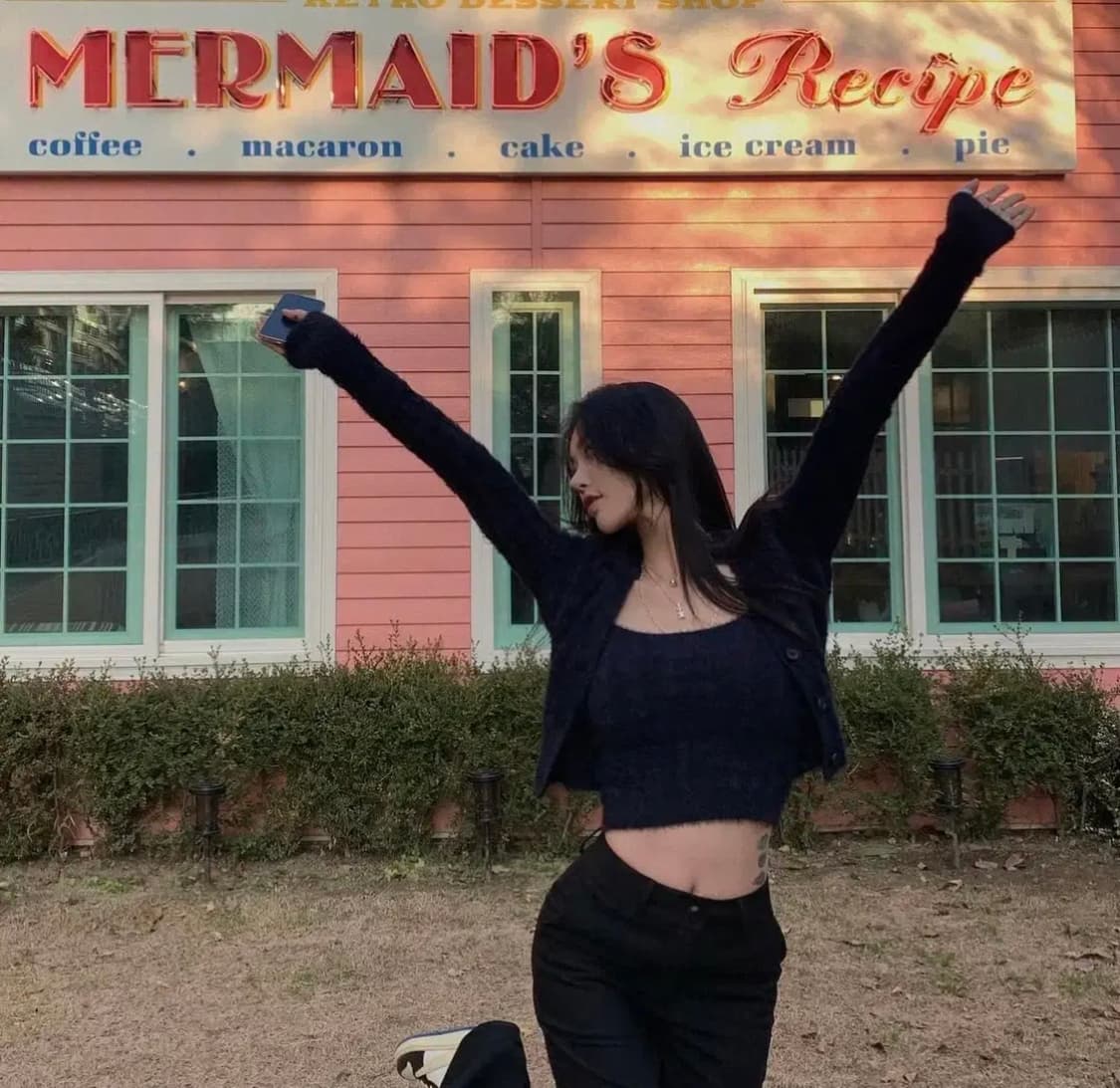 페일제이드 퍼 니트 탑&가디건 세트 네이비 상품이미지4