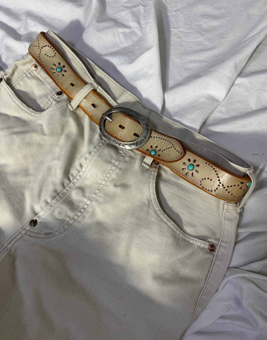 빈티지 터키석 펀칭 웨스턴 벨트 상품이미지1