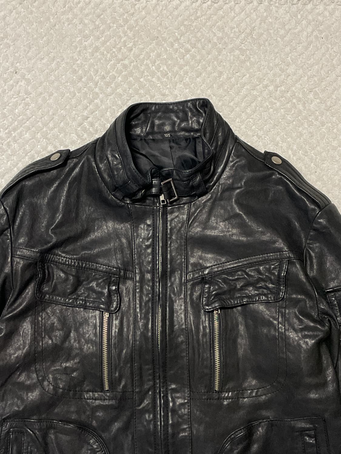 광희시장 웨스턴 무드 램스킨 양가죽 절개 포켓 레더 자켓 상품이미지5