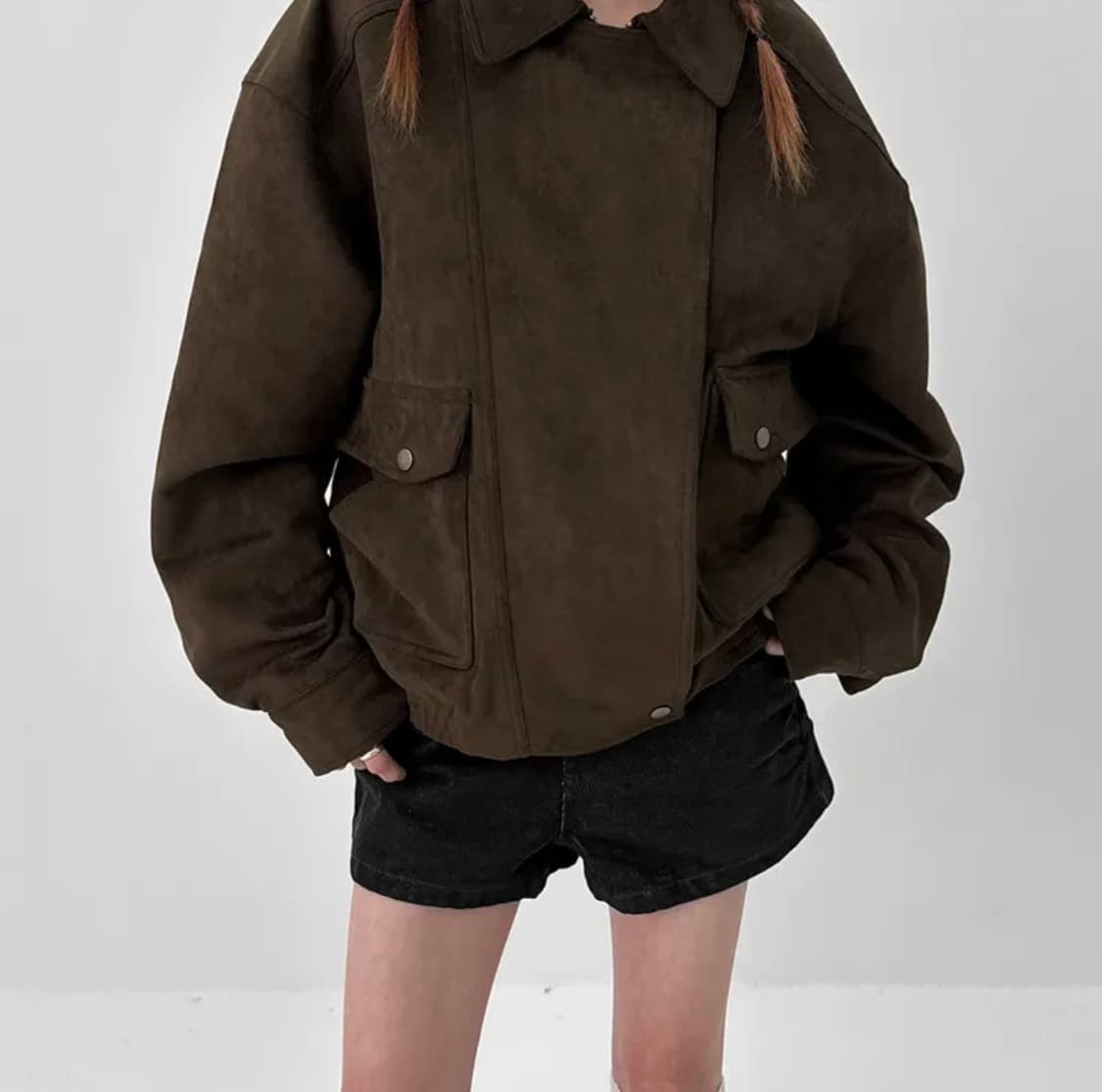 [새상품] 블랙업 아바니 스웨이드 점퍼 다크브라운 상품이미지5