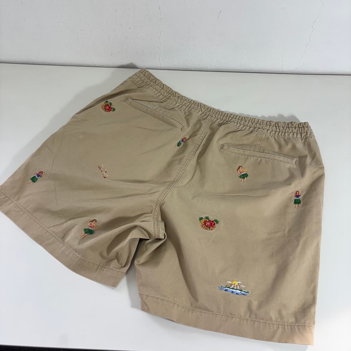 M 폴로 랄프로렌 베이지 하와이안 자수 알로하 면 코튼팬츠 상품이미지2