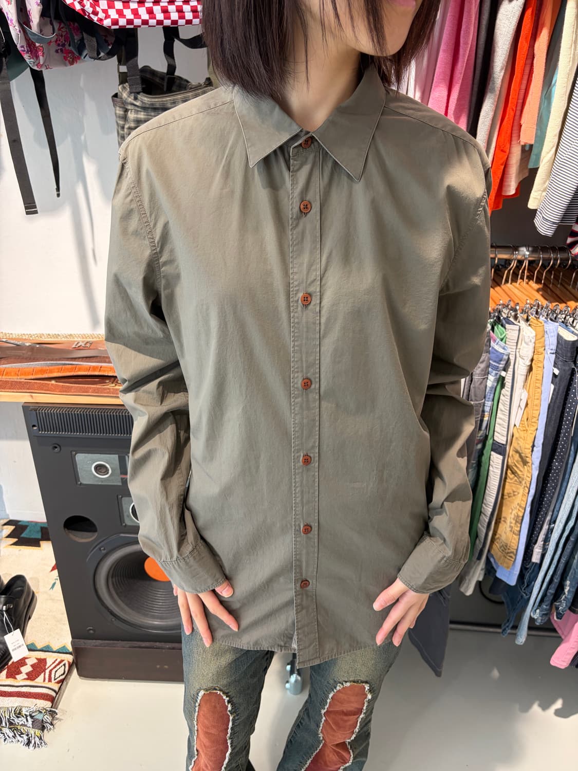 Armani Exchange 올리브 코튼 셔츠 M 상품이미지1