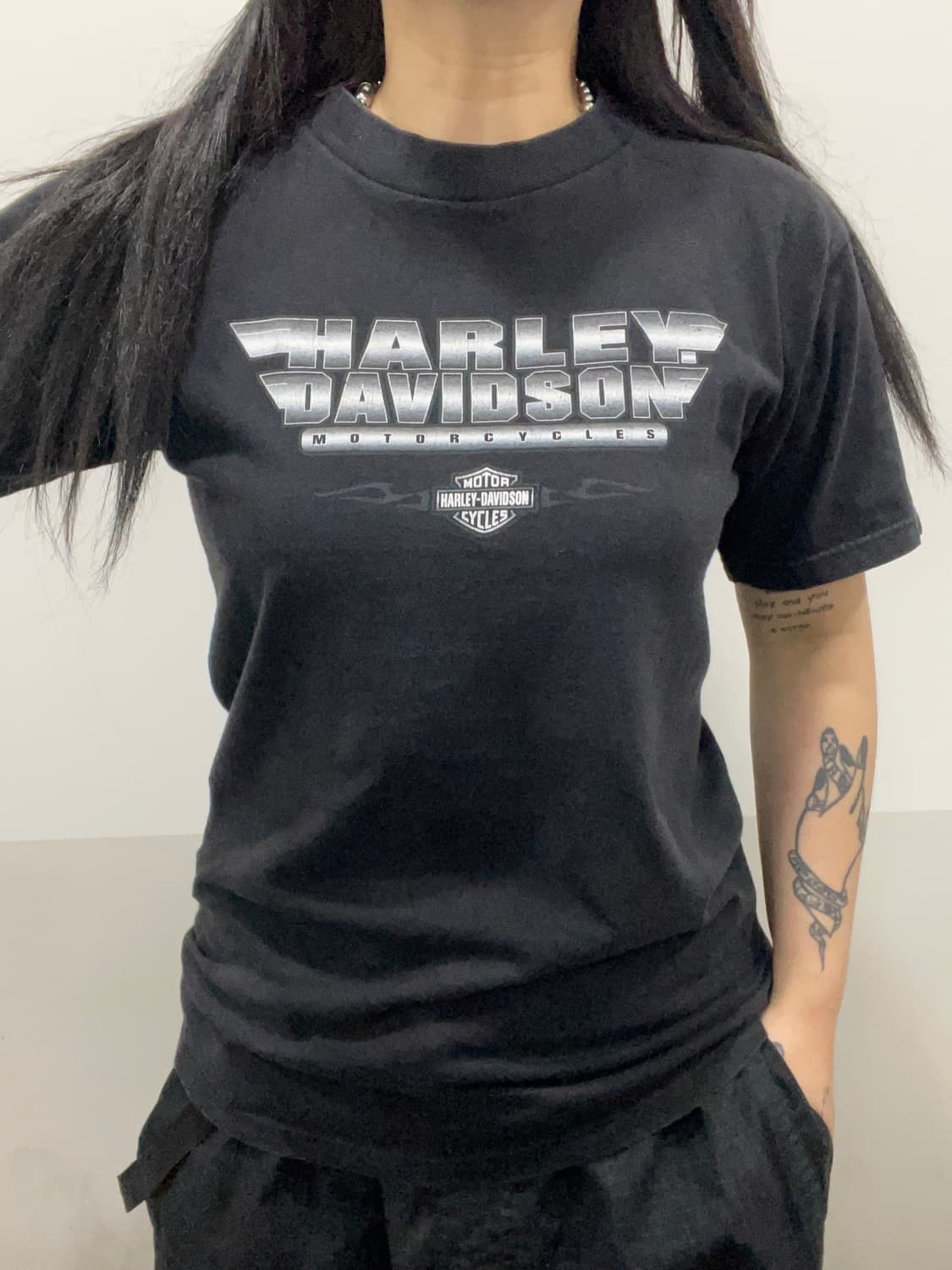 00s Harley Davidson 할리데이비슨 실버 빅로고 반팔 티셔츠 상품이미지1