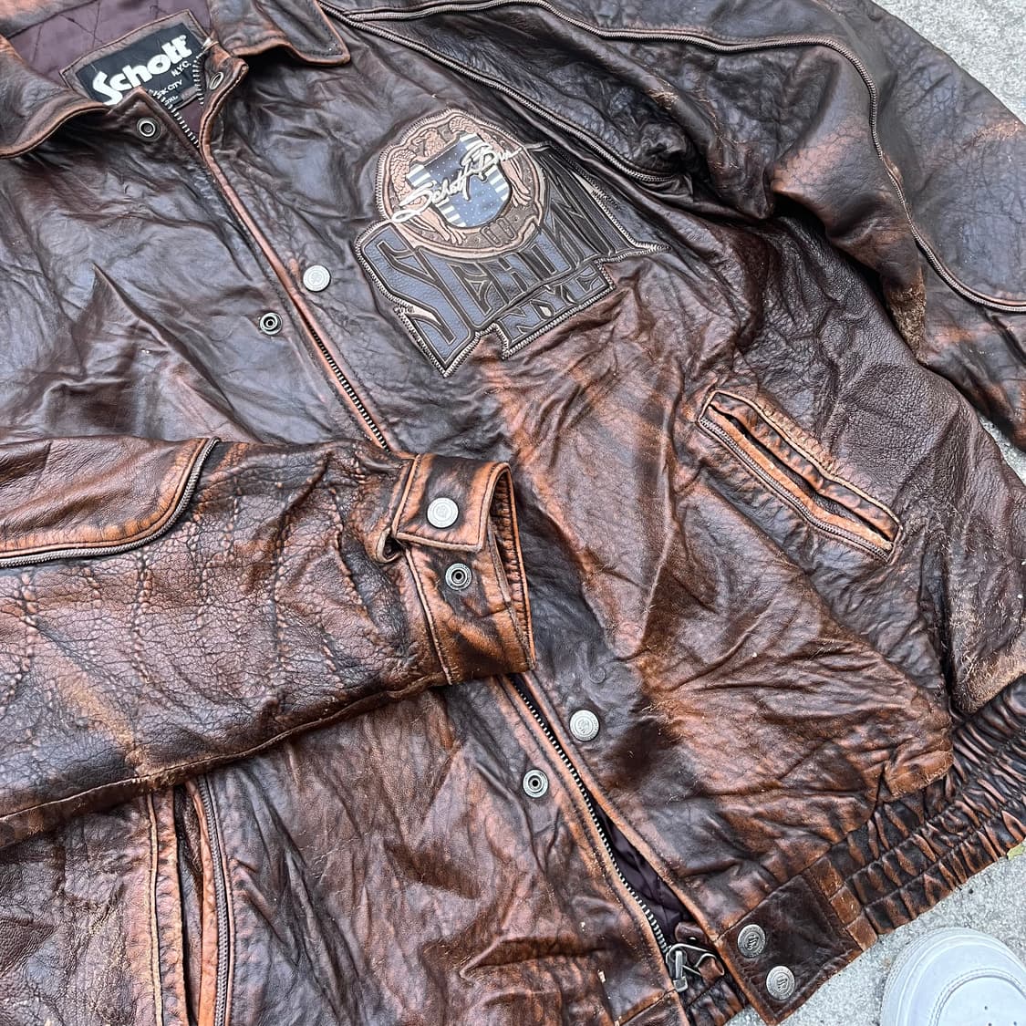 Schott 가죽 바시티 자켓 (115) 상품이미지2