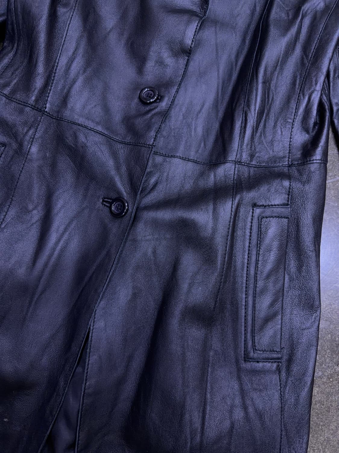 로렌마일스 양가죽 레더 롱코트 자켓 블랙 88 상품이미지6