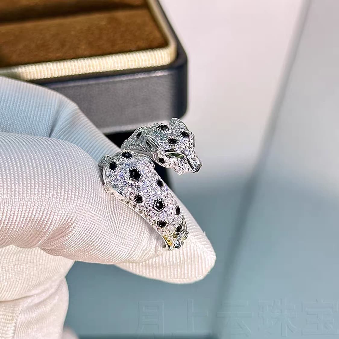 Oceanora 더블 레오파드 925실버 그린큐빅 감성 유니크 반지 상품이미지7