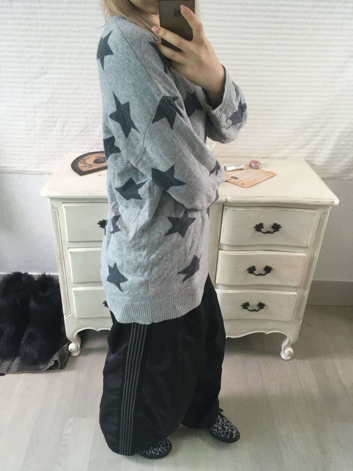 jpn vintage 그레이 스타 패턴 니트 상품이미지4
