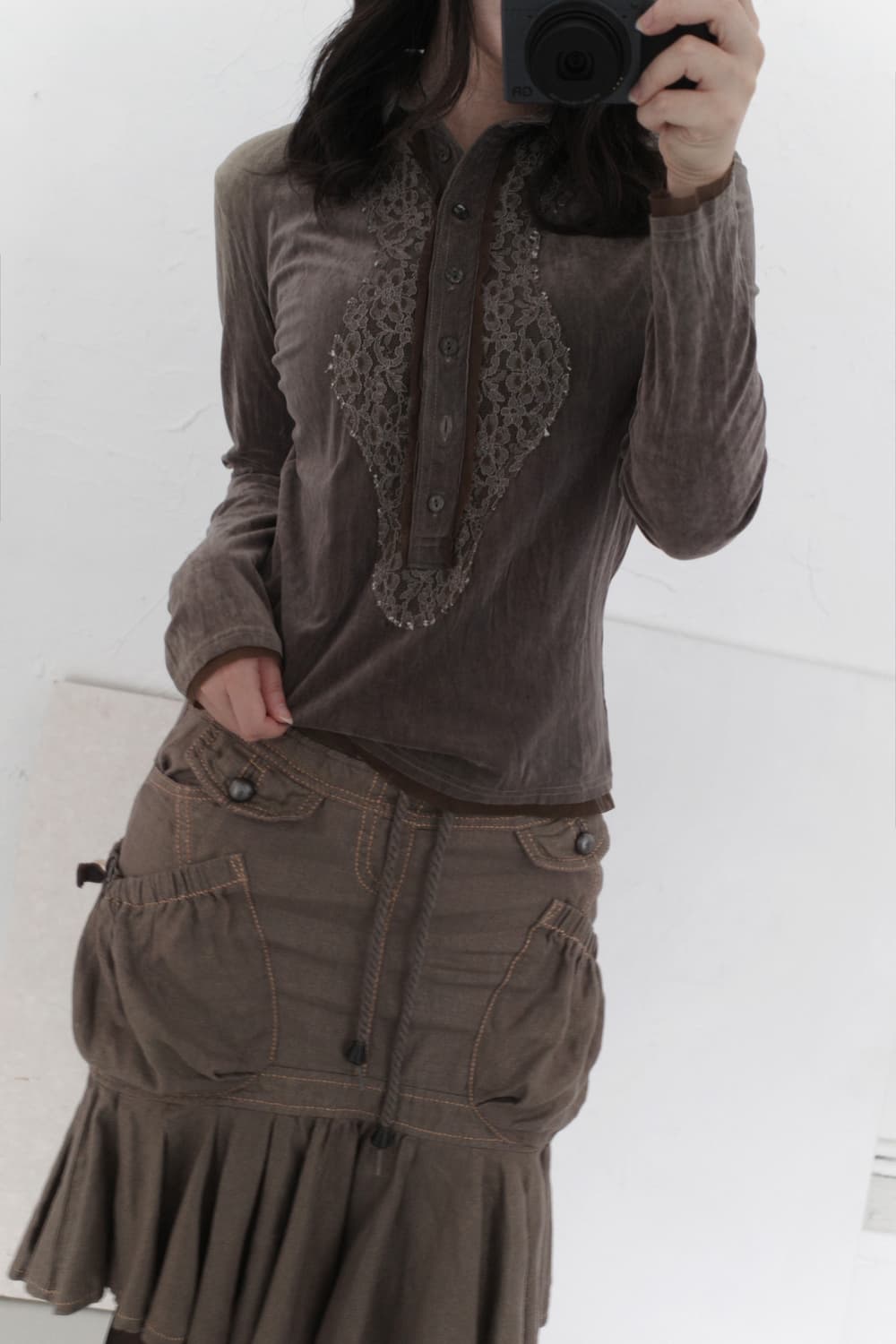 lace velvet polo sleeve 상품이미지6