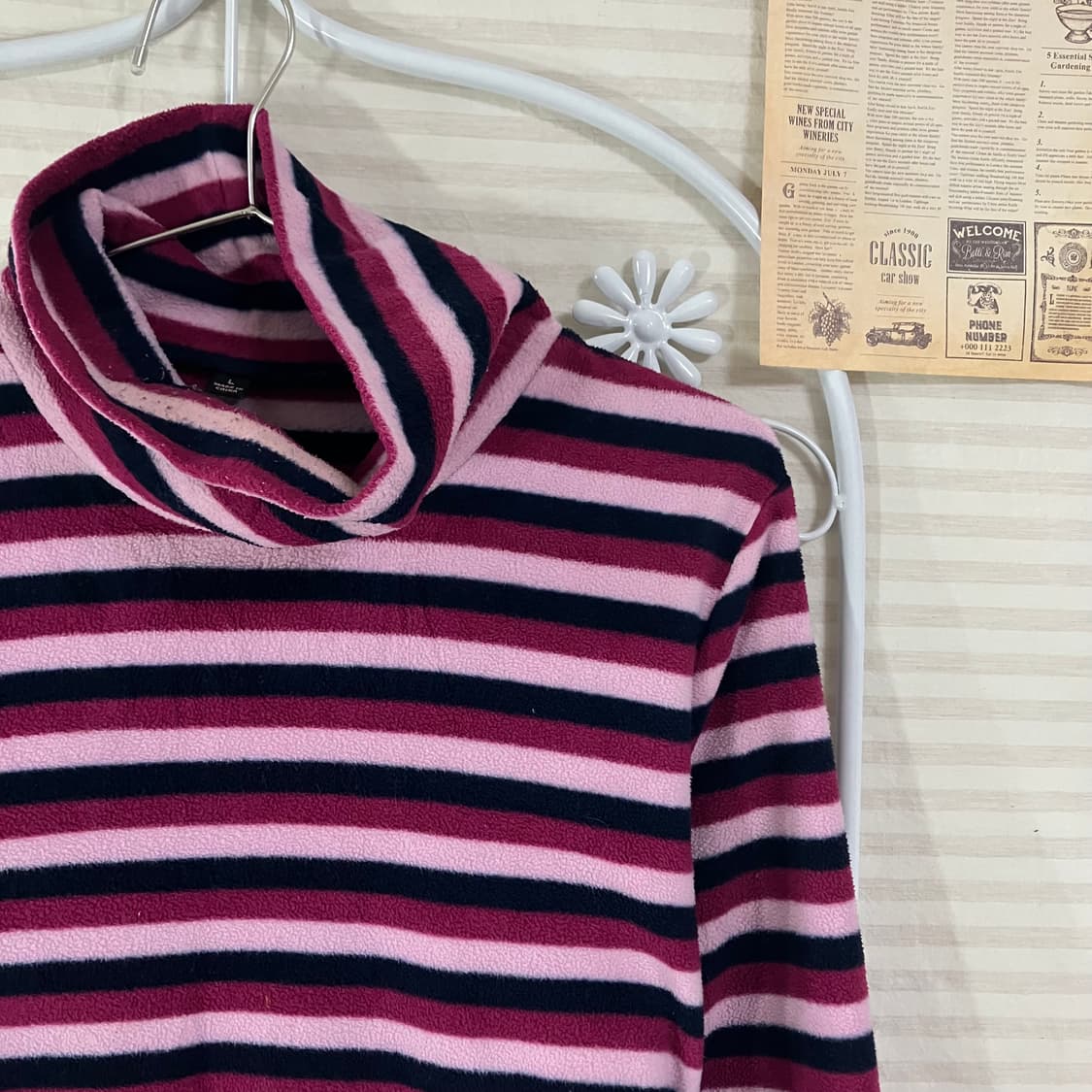 빈티지 핑크 네이비 스트라이프 폴라 니트 960 y2k 스트릿 갸루 펑키 상품이미지3
