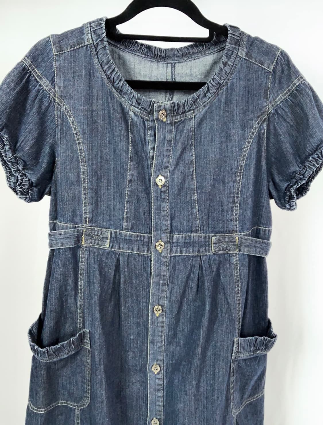 빈티지 레이어드 데님 포켓 원피스 상품이미지3