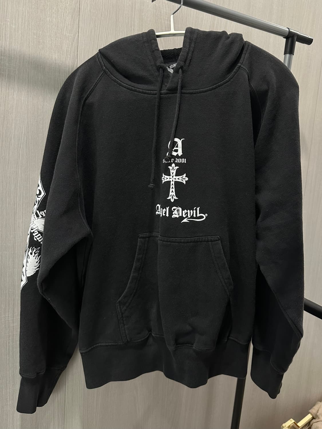 Angel Devil 빈티지 크로스 십자가 후드티 상품이미지2